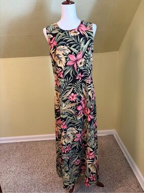 Pendleton Vintage 90’s Tropical Floral Maxi Dress Made USA Sleeveless ScoopNeck